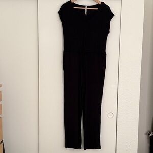 Soma French Terry Wide Leg Black Jumpsuit Romper medium